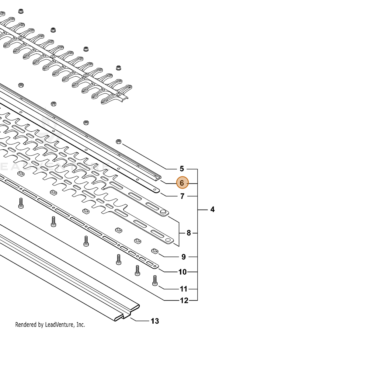 ECHO part X425000980 — IPL diagram snippet (6x zoom, amber highlight)