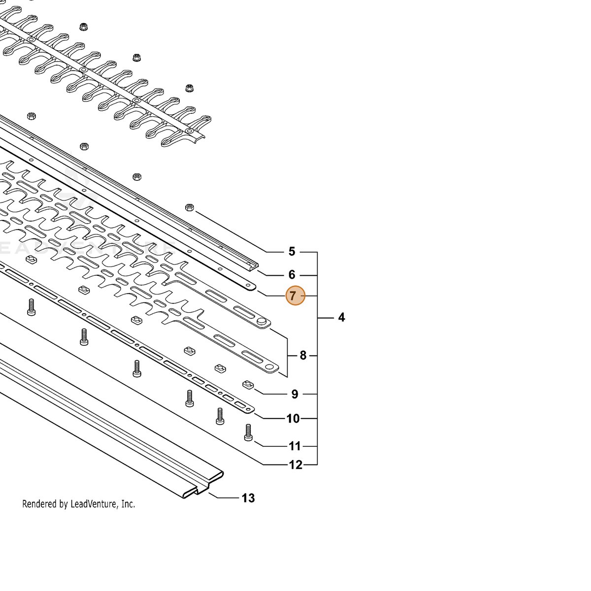 ECHO part X425000990 — IPL diagram snippet (6x zoom, amber highlight)