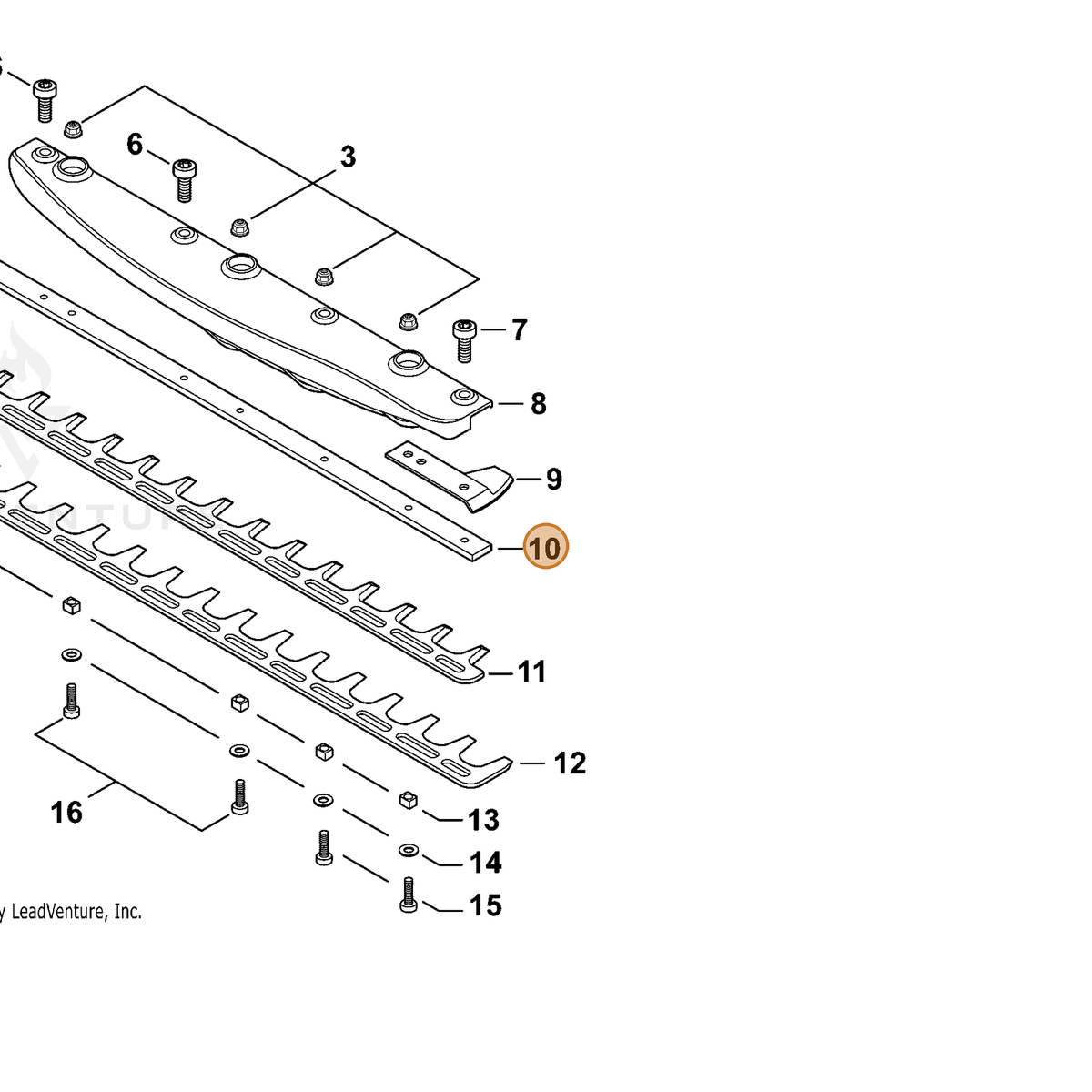 ECHO part X425001010 — IPL diagram snippet (6x zoom, amber highlight)