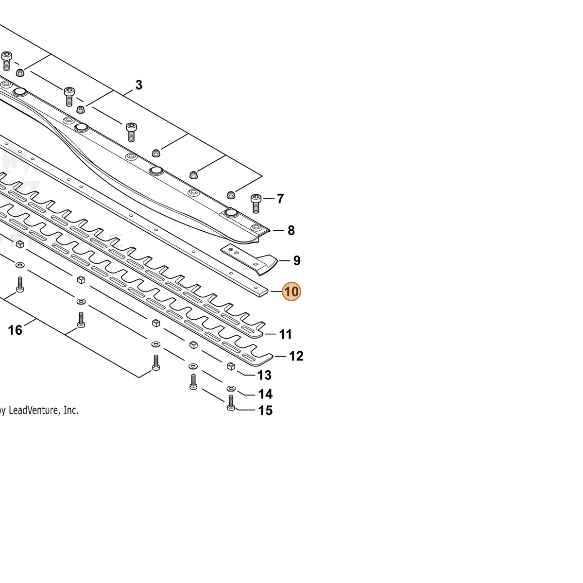 ECHO part X425001020 — IPL diagram snippet (6x zoom, amber highlight)
