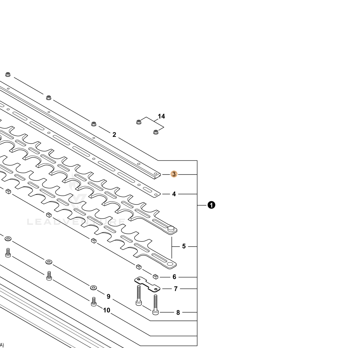 ECHO part X425001031 — IPL diagram snippet (6x zoom, amber highlight)