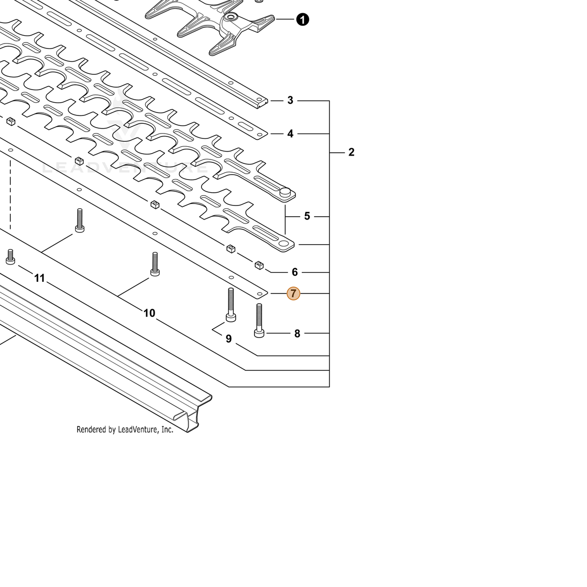 ECHO part X425001050 — IPL diagram snippet (6x zoom, amber highlight)