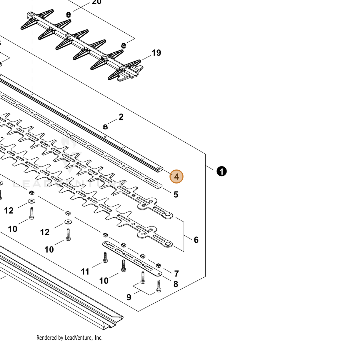 ECHO part X425001210 — IPL diagram snippet (6x zoom, amber highlight)