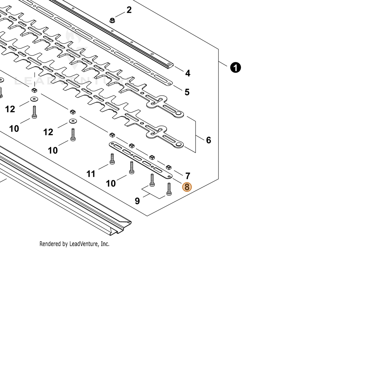 ECHO part X425001230 — IPL diagram snippet (6x zoom, amber highlight)