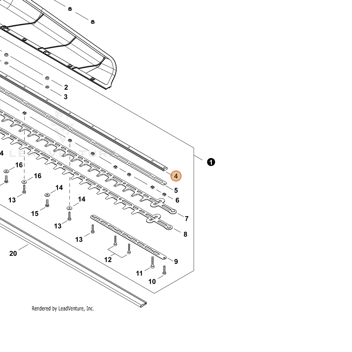 ECHO part X425001280 — IPL diagram snippet (6x zoom, amber highlight)