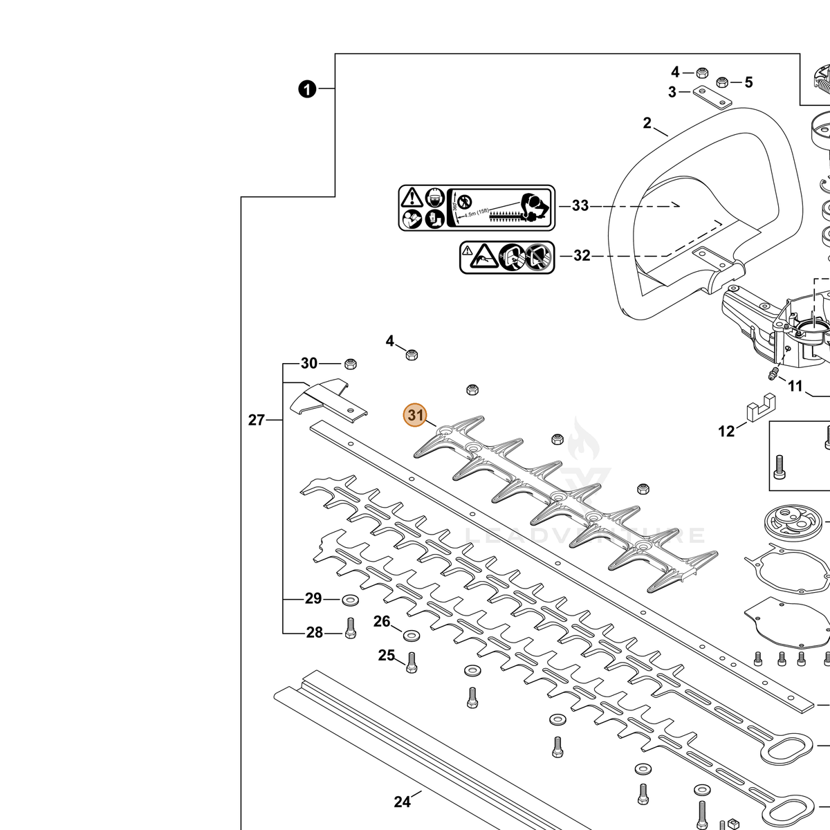 ECHO part X431000200 — IPL diagram snippet (6x zoom, amber highlight)