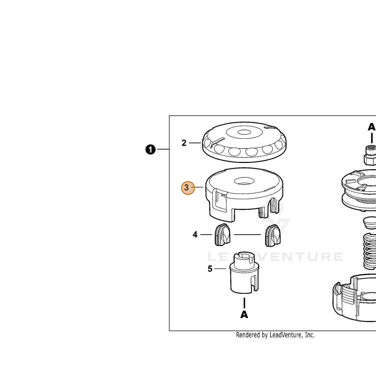ECHO part X470000181 — IPL diagram snippet (6x zoom, amber highlight)