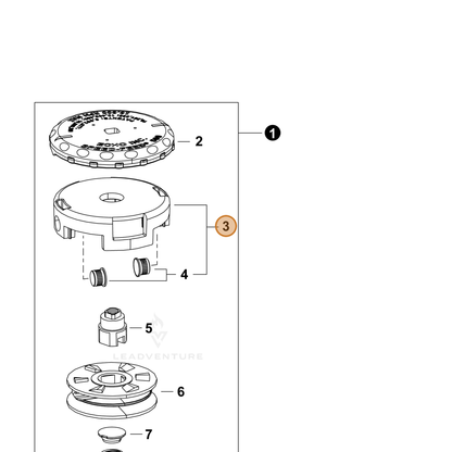 Echo part X470000450 — IPL diagram snippet (6x zoom, amber highlight)
