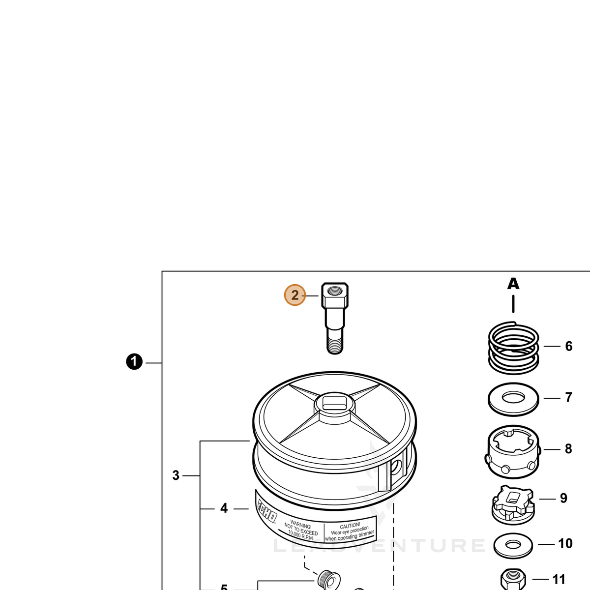 ECHO part X471000020 — IPL diagram snippet (6x zoom, amber highlight)