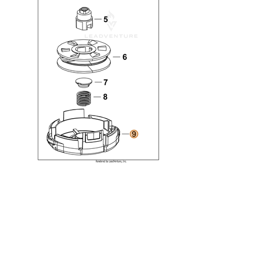 ECHO part X472000090 — IPL diagram snippet (6x zoom, amber highlight)