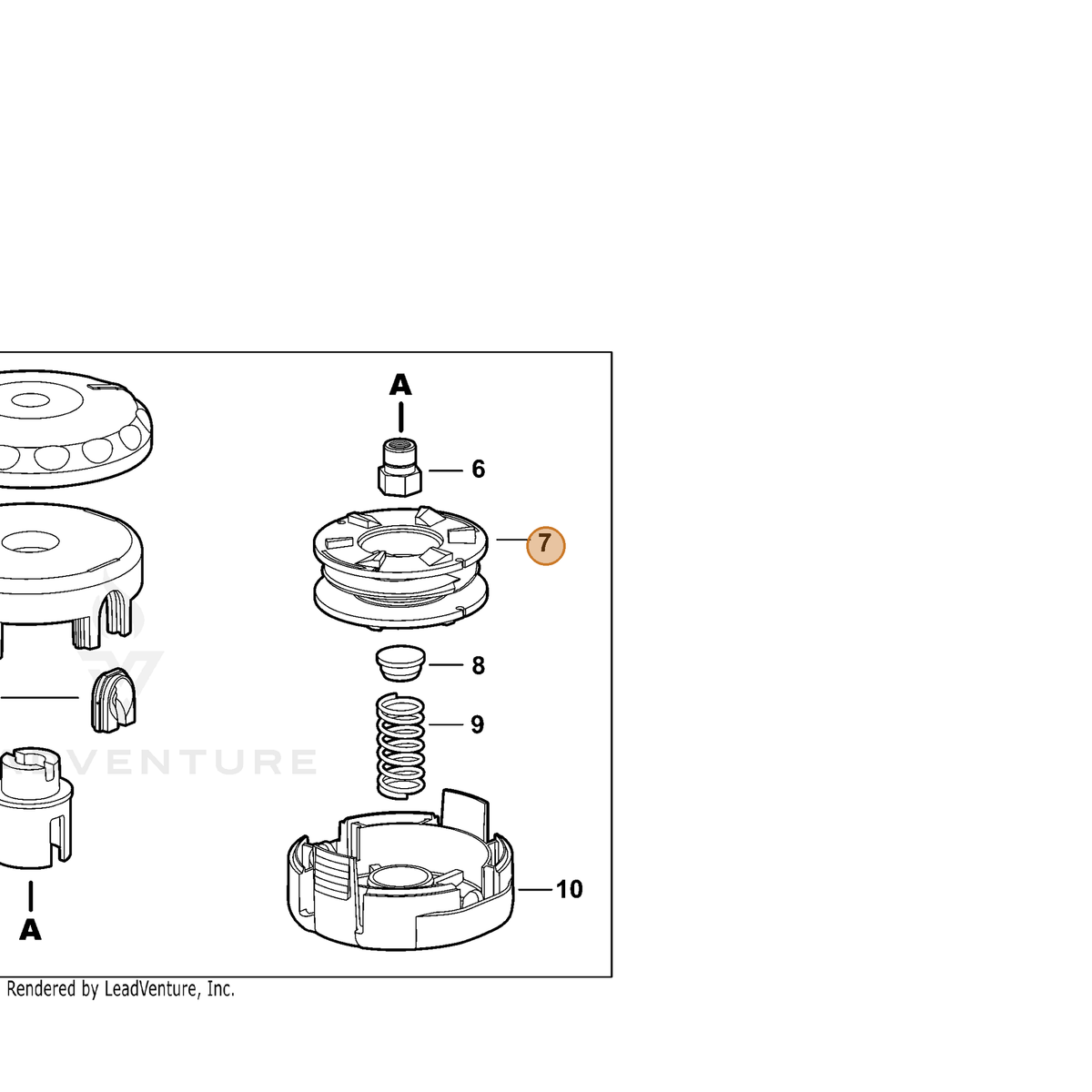 ECHO part X473000011 — IPL diagram snippet (6x zoom, amber highlight)
