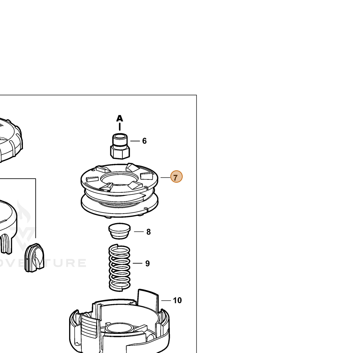 ECHO part X473000031 — IPL diagram snippet (6x zoom, amber highlight)