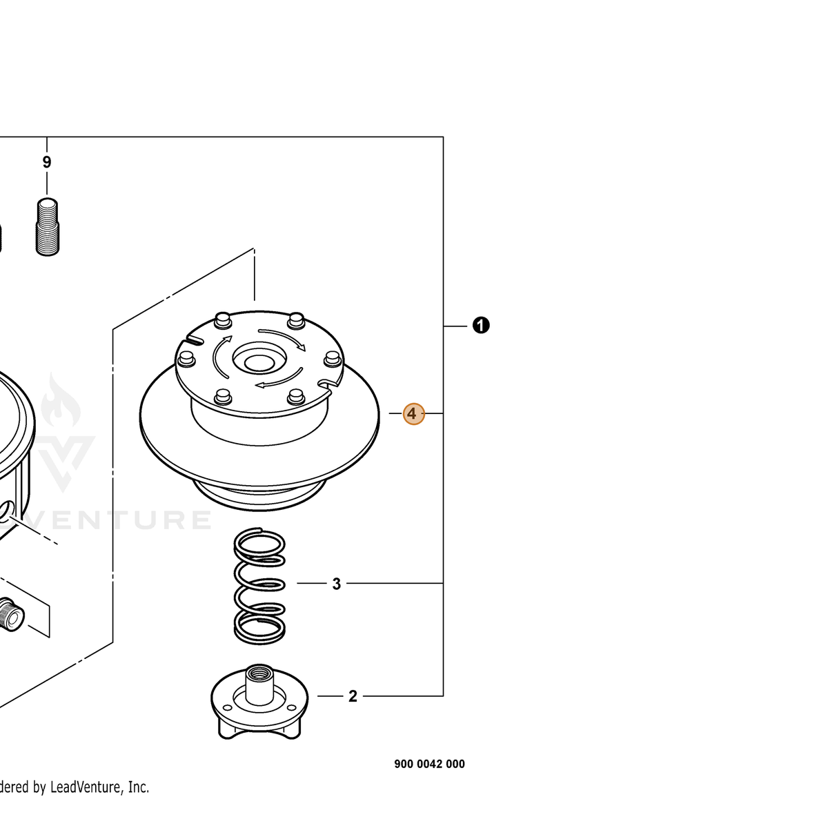 ECHO part X473000080 — IPL diagram snippet (6x zoom, amber highlight)