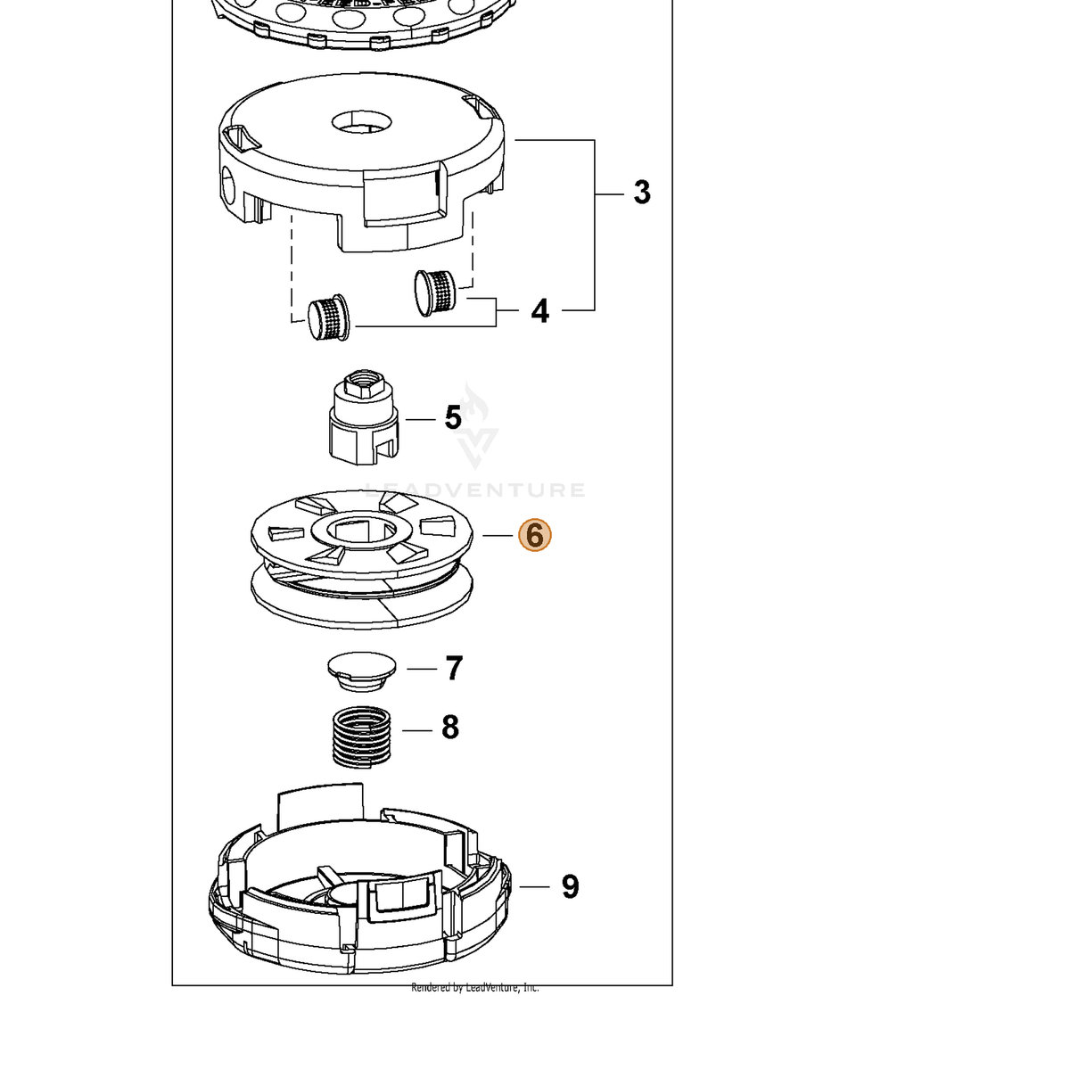 Echo part X473000161 — IPL diagram snippet (6x zoom, amber highlight)