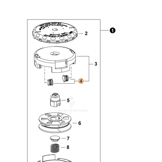 Echo part X475000150 — IPL diagram snippet (6x zoom, amber highlight)