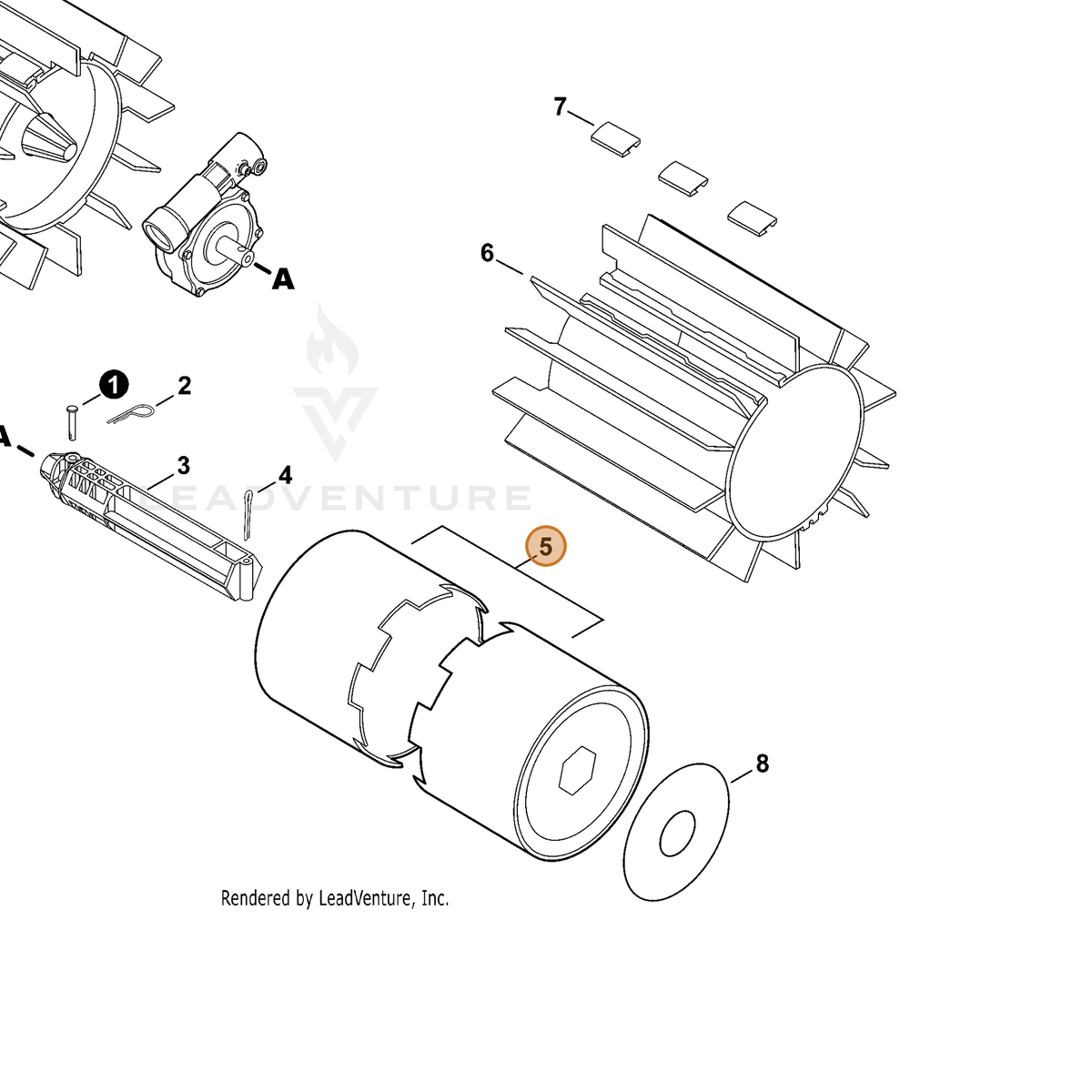 ECHO part X476000011 — IPL diagram snippet (6x zoom, amber highlight)