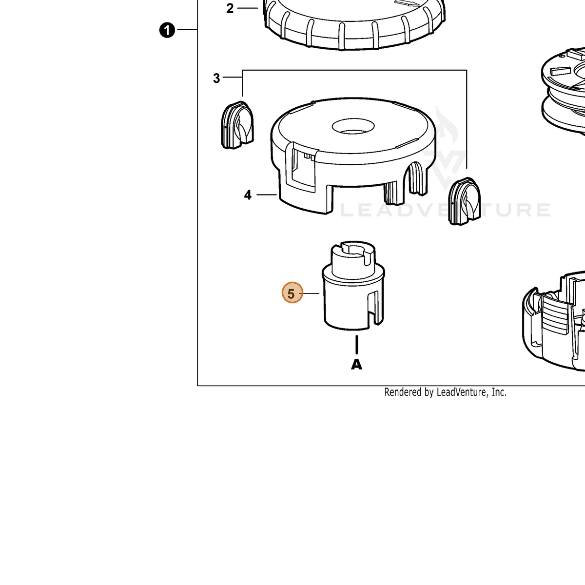 ECHO part X476000021 — IPL diagram snippet (6x zoom, amber highlight)