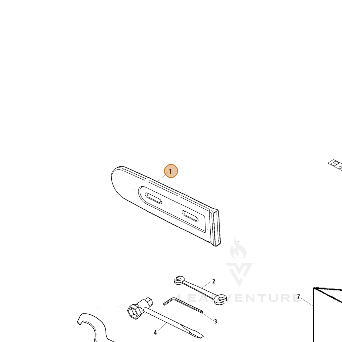 Echo part X490001020 — IPL diagram snippet (6x zoom, amber highlight)