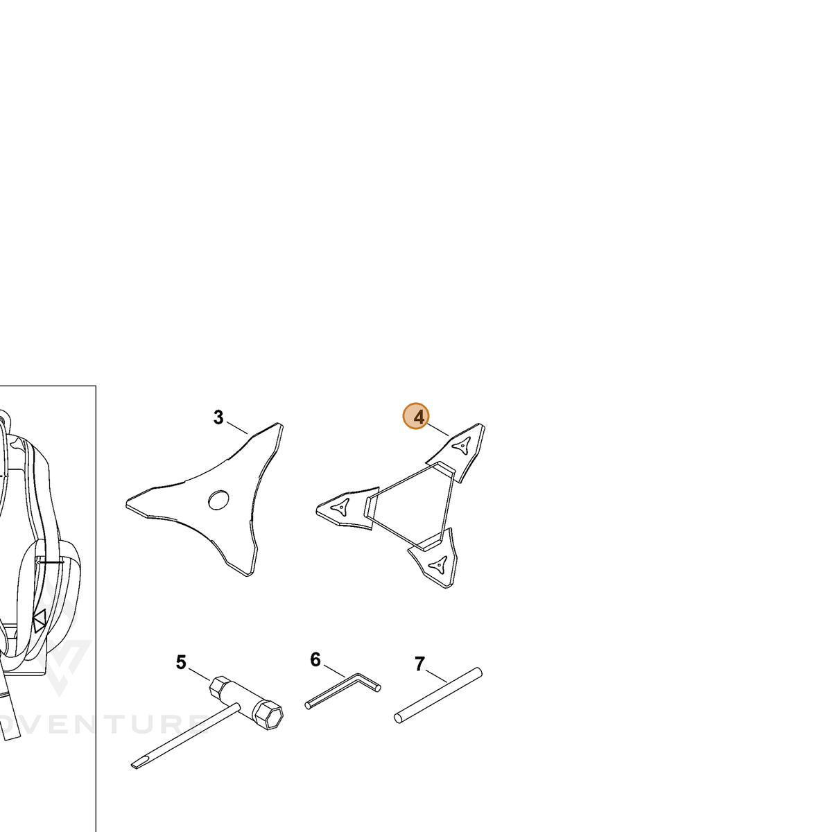 ECHO part X495000270 — IPL diagram snippet (6x zoom, amber highlight)