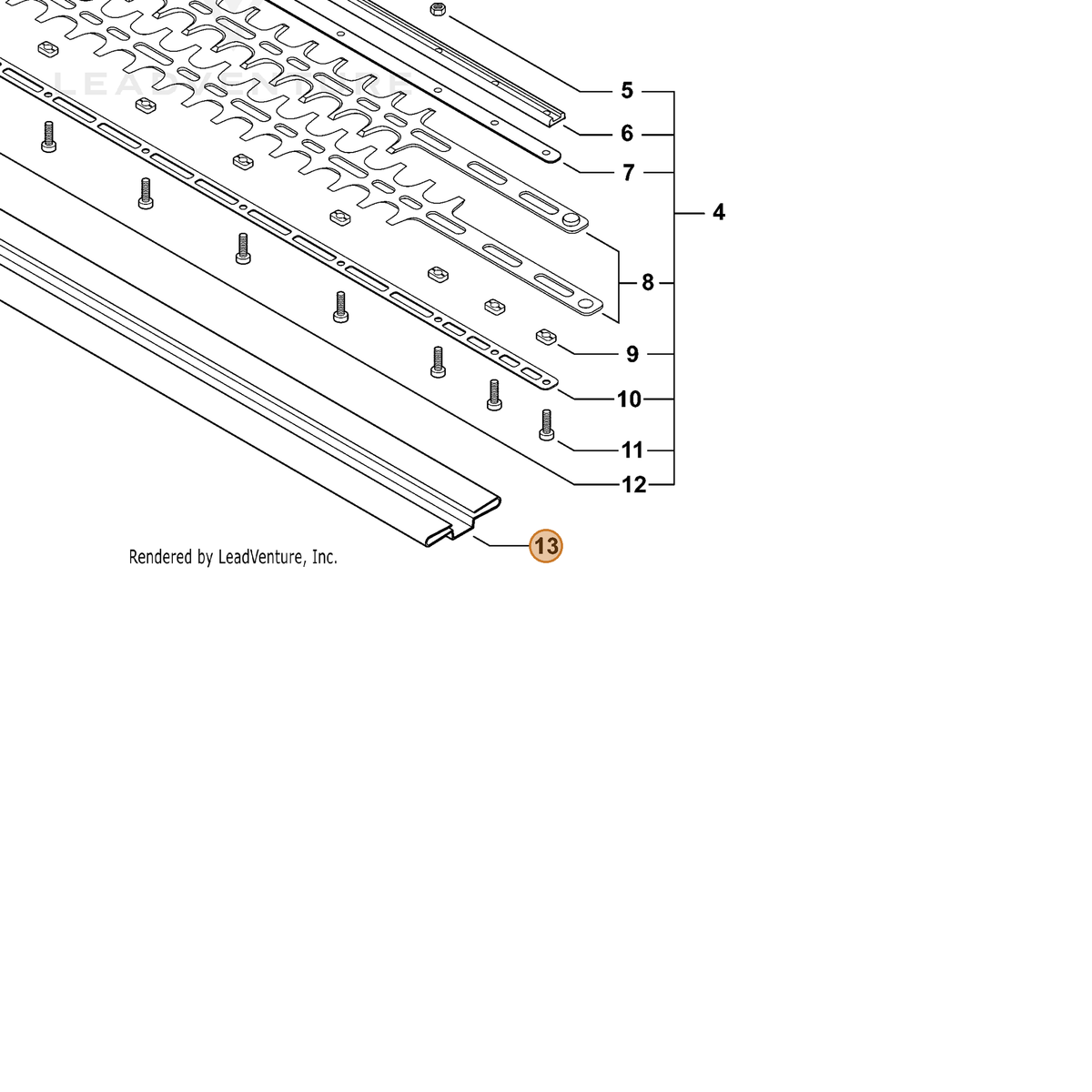 ECHO part X495000670 — IPL diagram snippet (6x zoom, amber highlight)