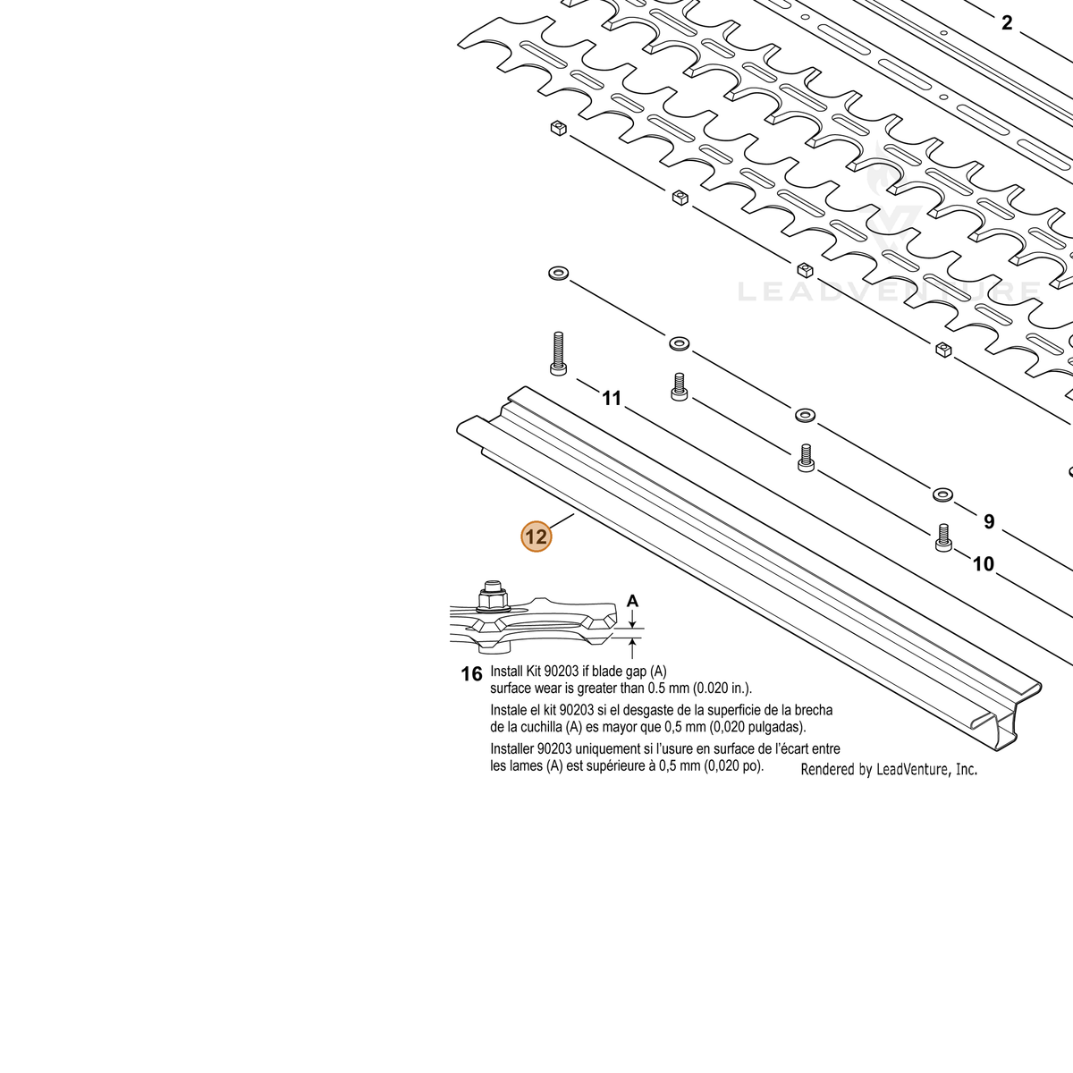 ECHO part X495000800 — IPL diagram snippet (6x zoom, amber highlight)