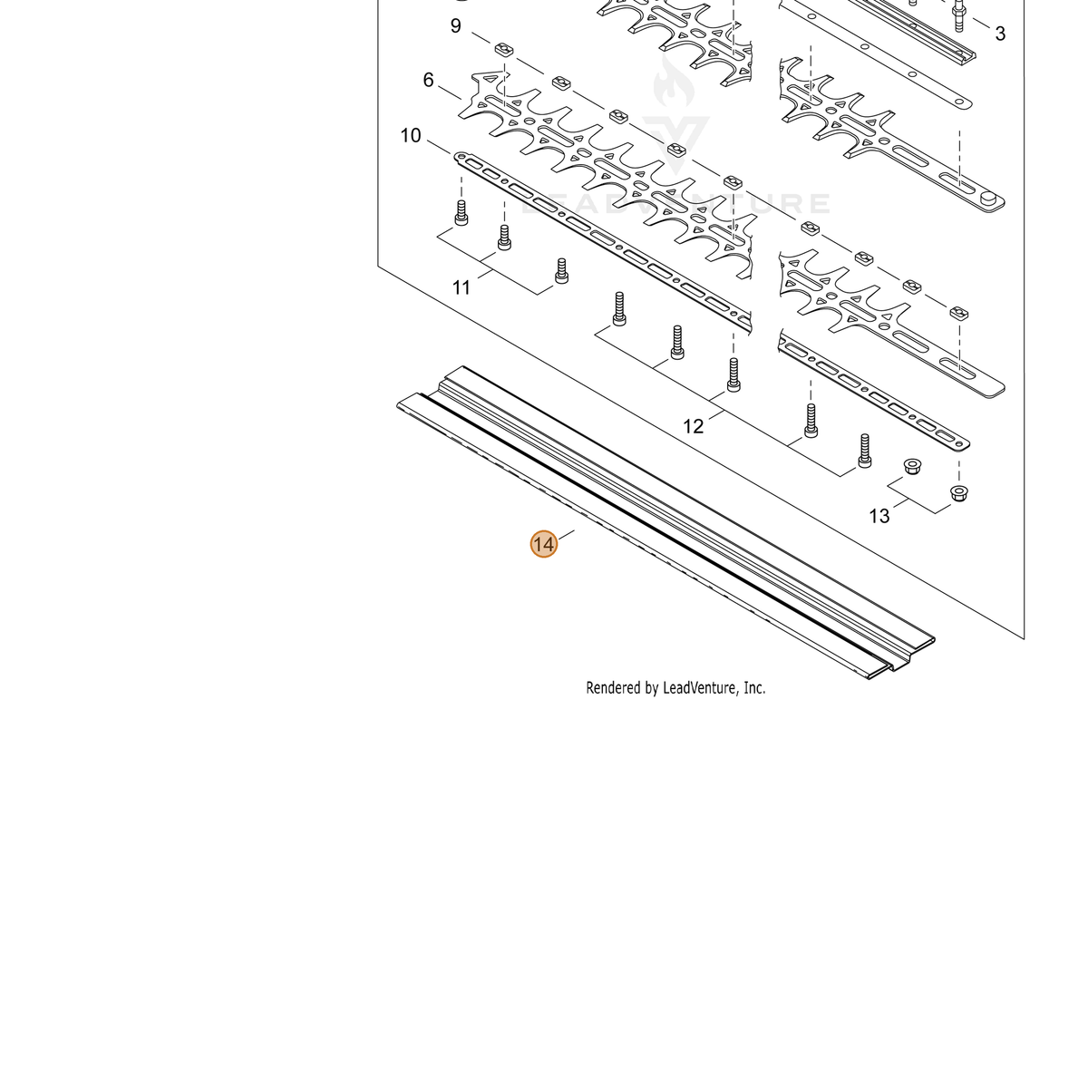 ECHO part X495000920 — IPL diagram snippet (6x zoom, amber highlight)