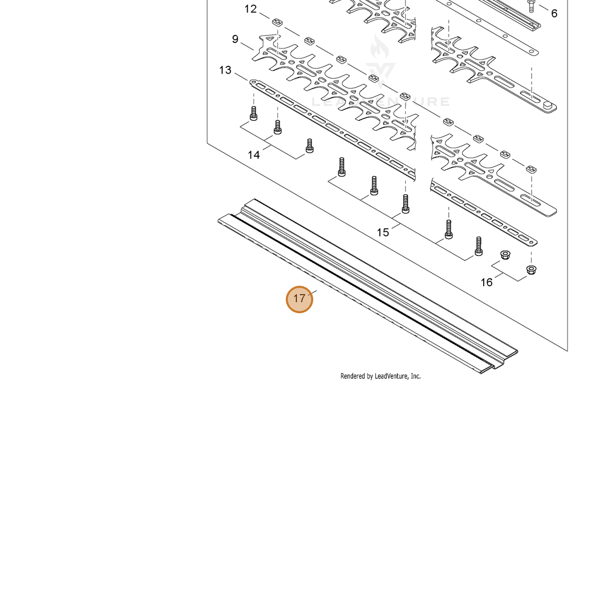 ECHO part X495000940 — IPL diagram snippet (6x zoom, amber highlight)