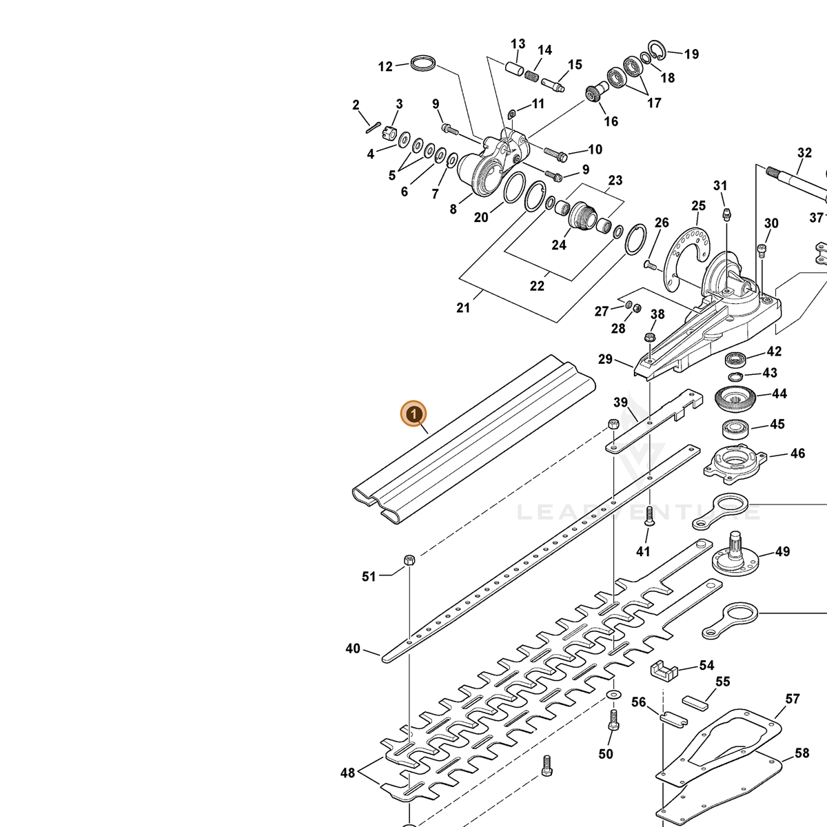 ECHO part X495000960 — IPL diagram snippet (6x zoom, amber highlight)
