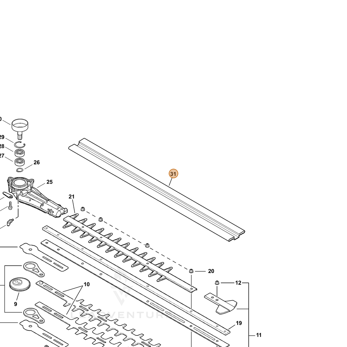 ECHO part X495001040 — IPL diagram snippet (6x zoom, amber highlight)