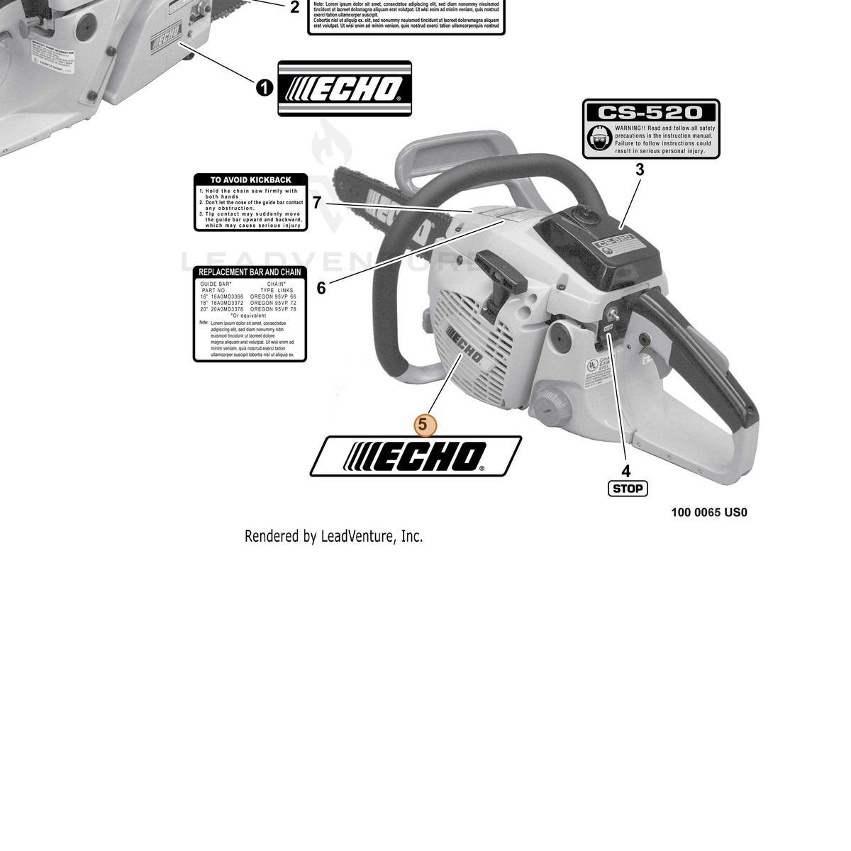 ECHO part X502000010 — IPL diagram snippet (6x zoom, amber highlight)