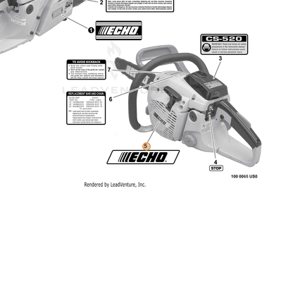 ECHO part X502000010 — IPL diagram snippet (6x zoom, amber highlight)
