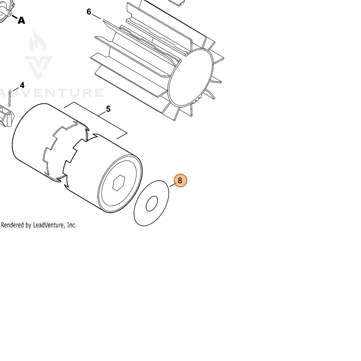 ECHO part X502000110 — IPL diagram snippet (6x zoom, amber highlight)