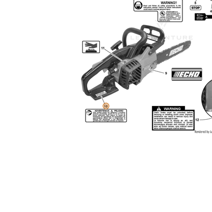 ECHO part X502000290 — IPL diagram snippet (6x zoom, amber highlight)