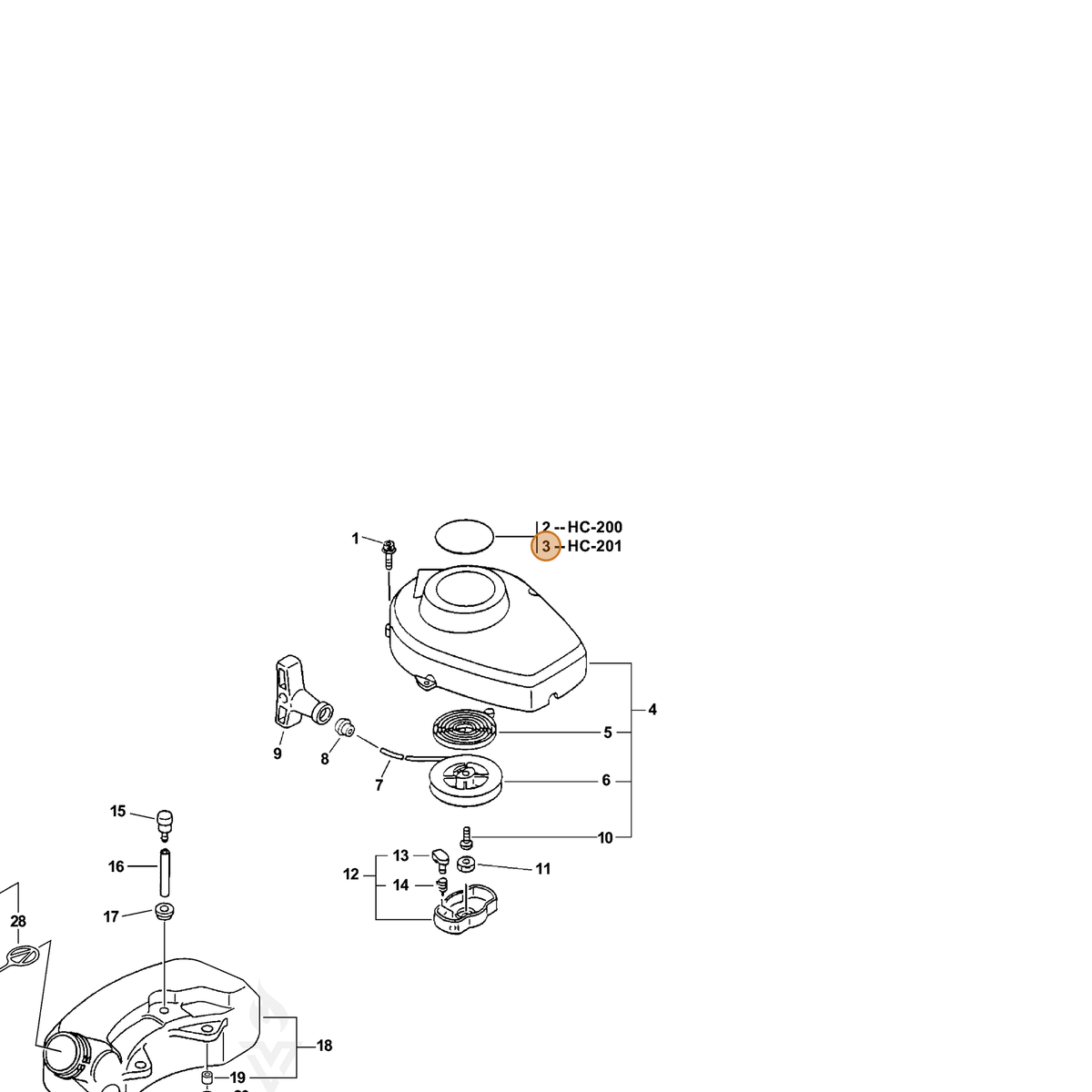 ECHO part X503000760 — IPL diagram snippet (6x zoom, amber highlight)