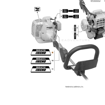 ECHO part X503000930 — IPL diagram snippet (6x zoom, amber highlight)