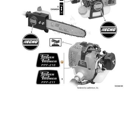 ECHO part X503001020 — IPL diagram snippet (6x zoom, amber highlight)