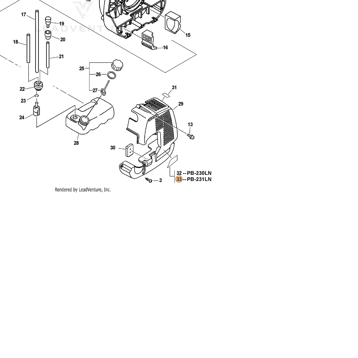 ECHO part X503001110 — IPL diagram snippet (6x zoom, amber highlight)