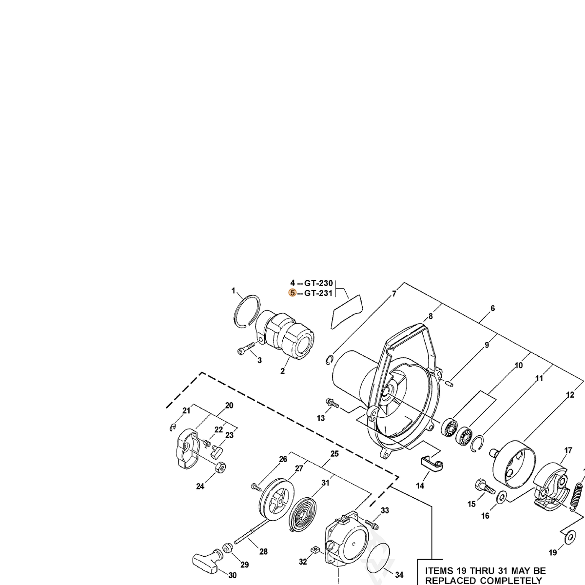ECHO part X503001130 — IPL diagram snippet (6x zoom, amber highlight)