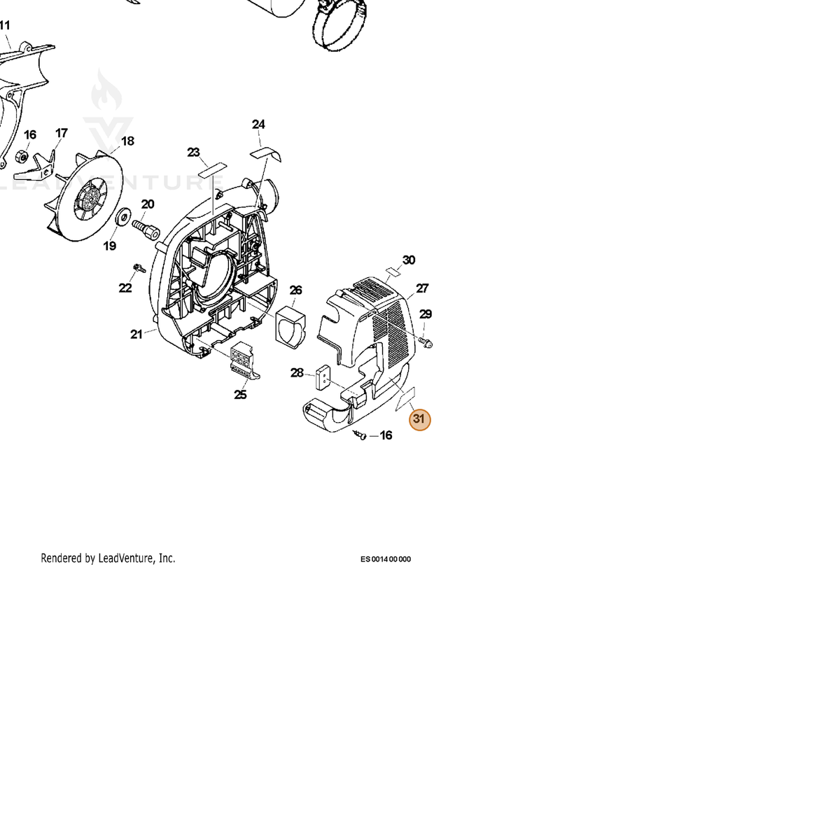 ECHO part X503001240 — IPL diagram snippet (6x zoom, amber highlight)