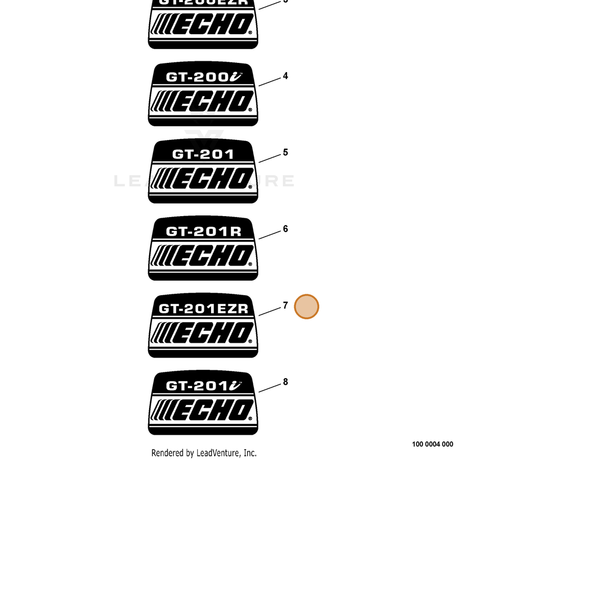 ECHO part X503001280 — IPL diagram snippet (6x zoom, amber highlight)