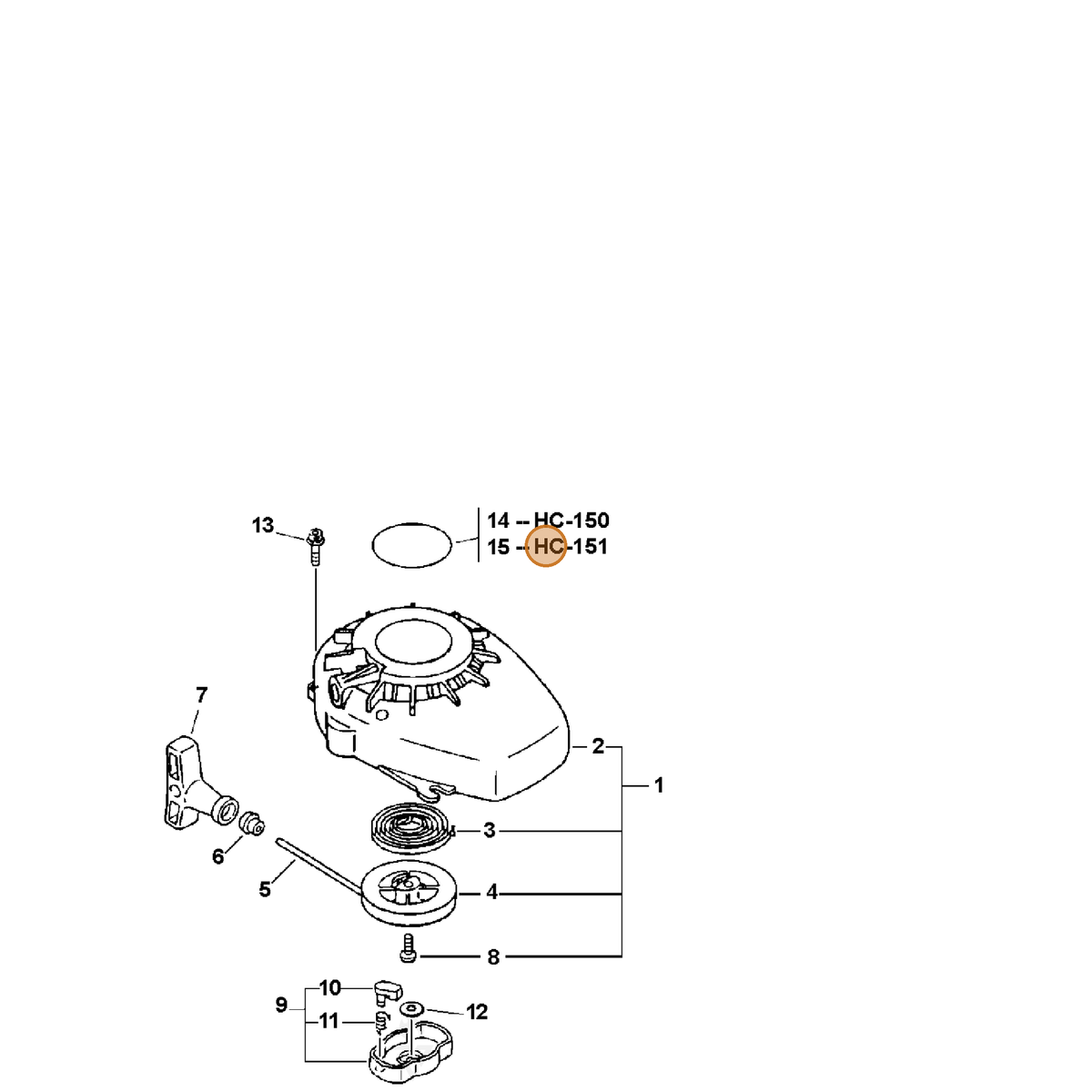 ECHO part X503001300 — IPL diagram snippet (6x zoom, amber highlight)
