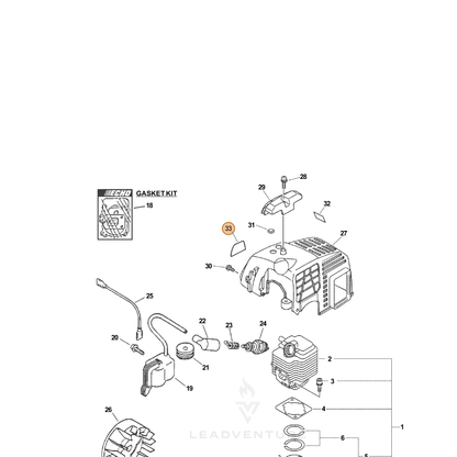 ECHO part X503001400 — IPL diagram snippet (6x zoom, amber highlight)