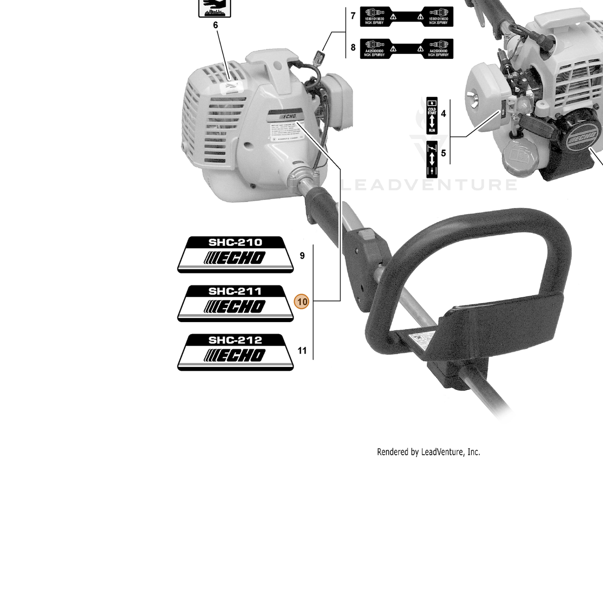 ECHO part X503001420 — IPL diagram snippet (6x zoom, amber highlight)