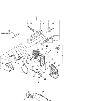ECHO part X503001450 — IPL diagram snippet (6x zoom, amber highlight)