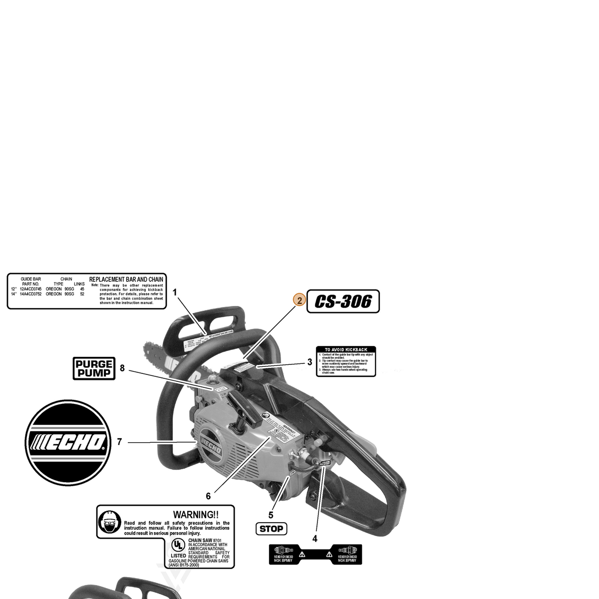 ECHO part X503001480 — IPL diagram snippet (6x zoom, amber highlight)