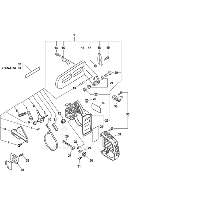 ECHO part X503001490 — IPL diagram snippet (6x zoom, amber highlight)