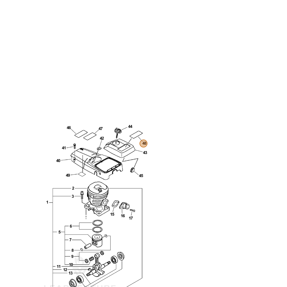 ECHO part X503001572 — IPL diagram snippet (6x zoom, amber highlight)