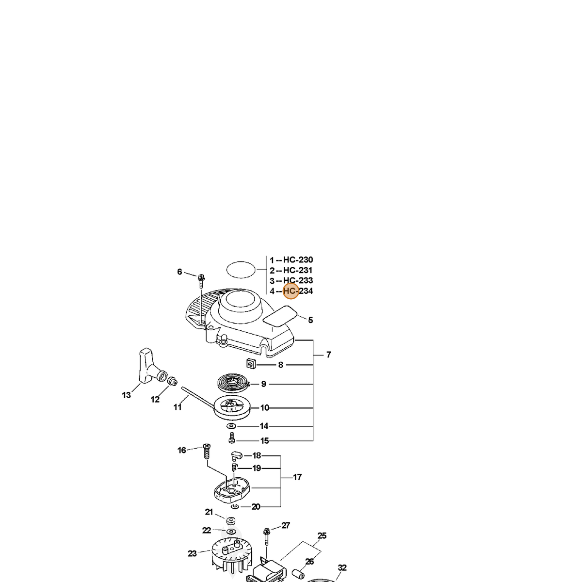 ECHO part X503001620 — IPL diagram snippet (6x zoom, amber highlight)