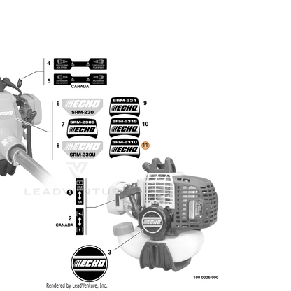 ECHO part X503001630 — IPL diagram snippet (6x zoom, amber highlight)