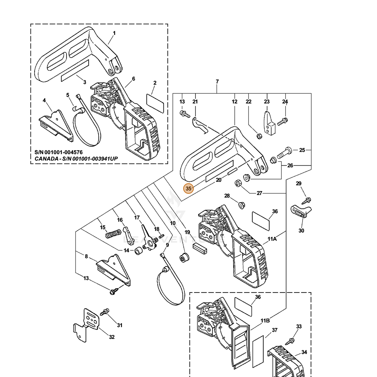 ECHO part X503001760 — IPL diagram snippet (6x zoom, amber highlight)